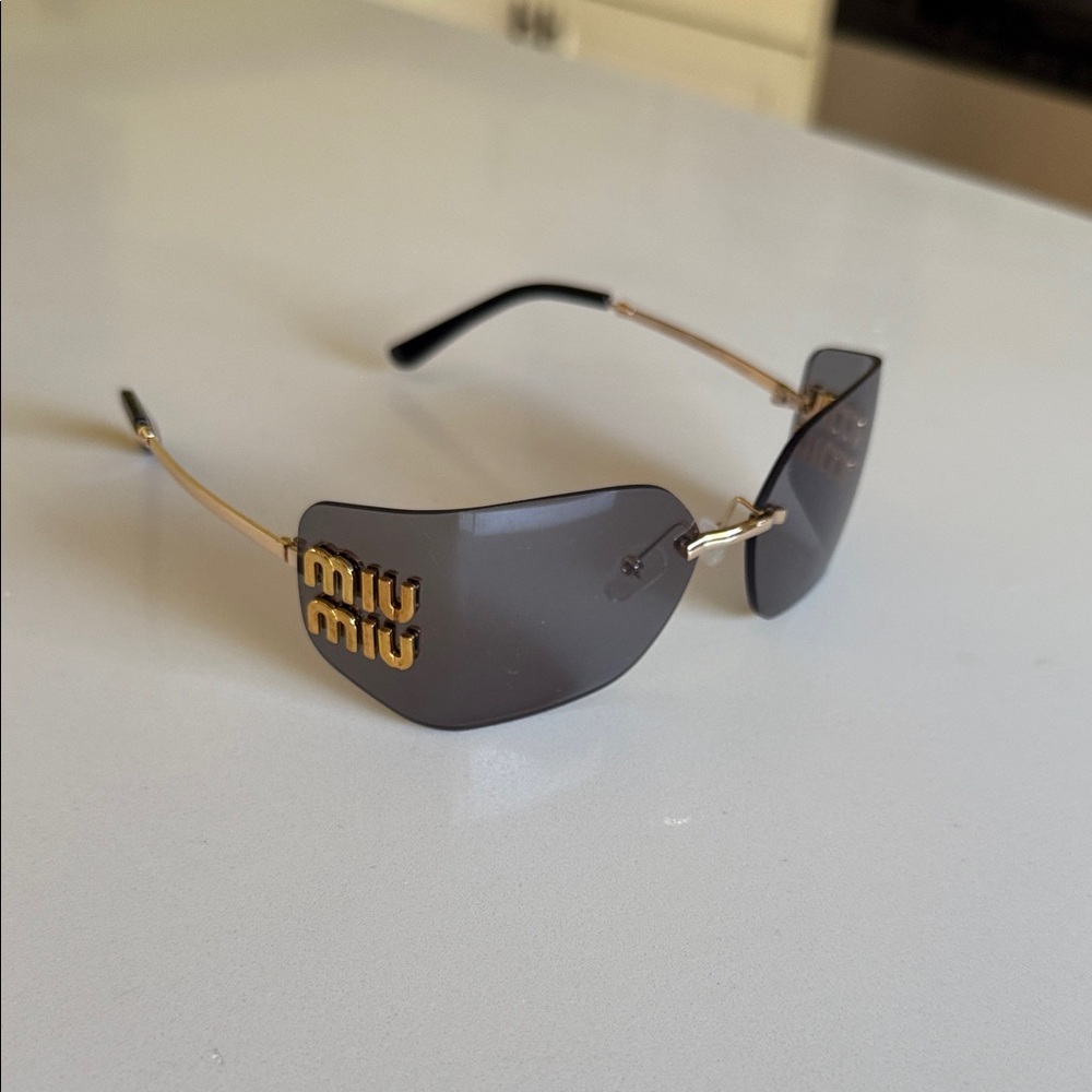Miu Miu Gold and Gray Sunglasses